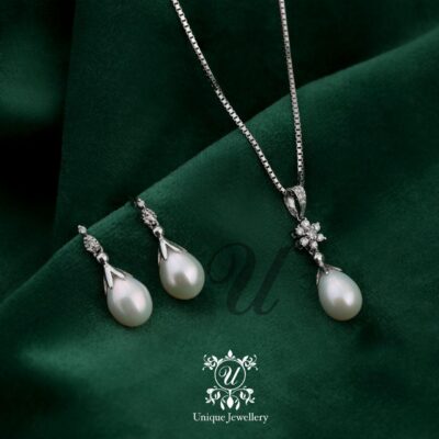 نیم ست مروارید طلا سفید کد 2129
